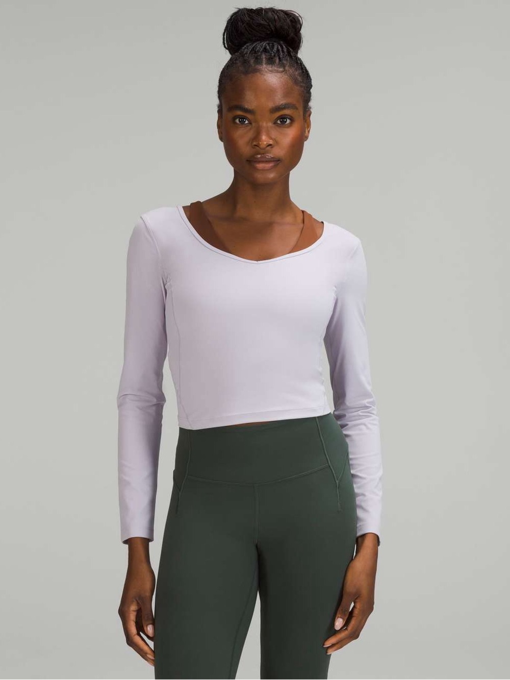 lululemon athletica Long Sleeve Cropped Top - Light Lavender
